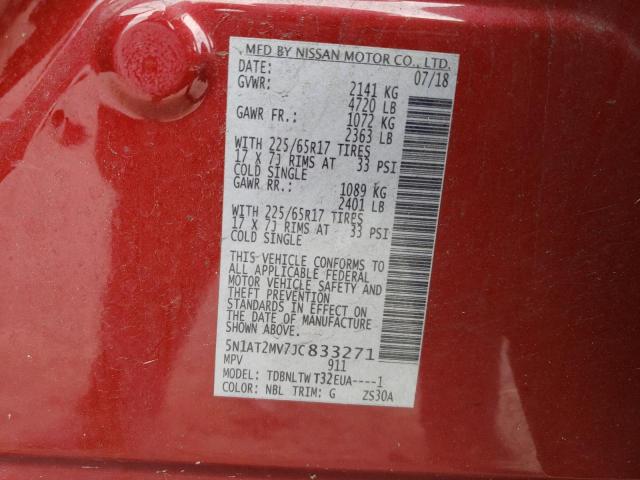 2018 Nissan Rogue S VIN: 5N1AT2MV7JC833271 Lot: 50394554