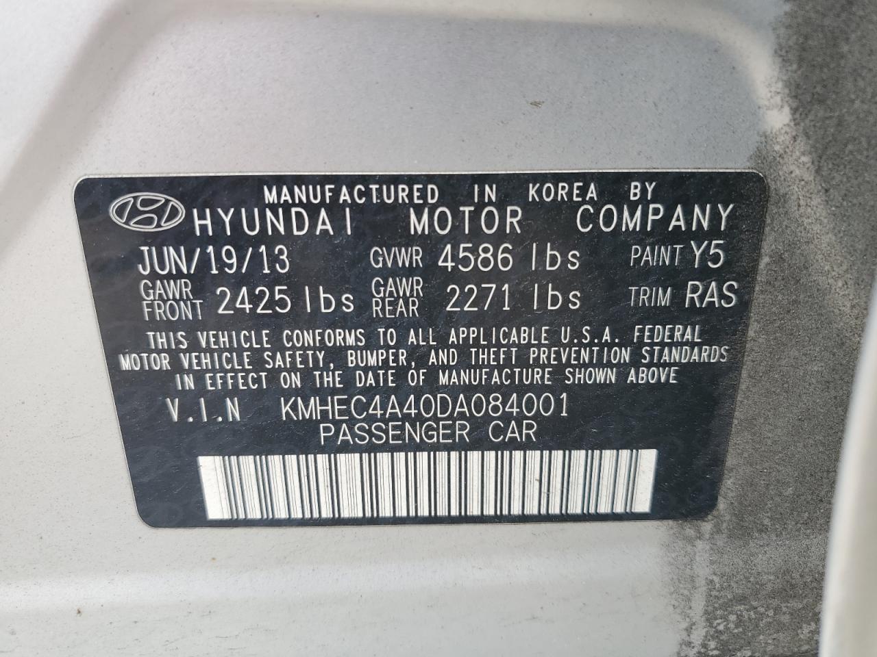 KMHEC4A40DA084001 2013 Hyundai Sonata Hybrid