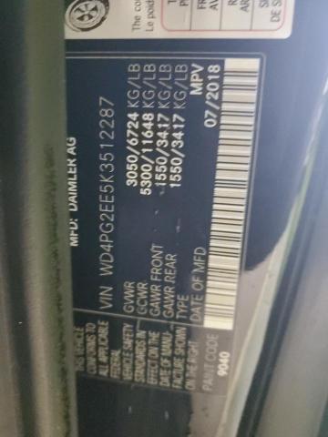 2019 Mercedes-Benz Metris VIN: WD4PG2EE5K3512287 Lot: 51513254