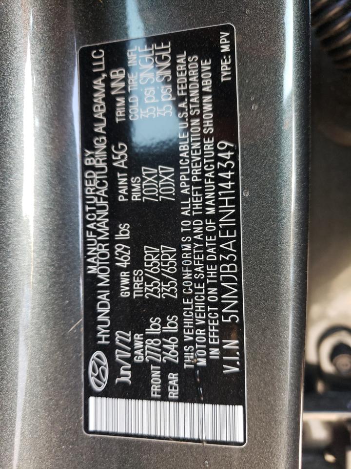 5NMJB3AE1NH144349 2022 Hyundai Tucson Sel