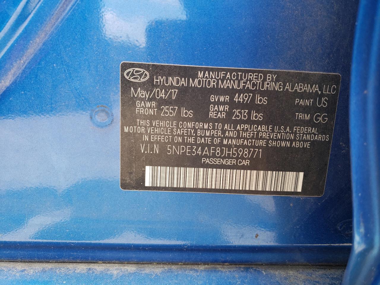 5NPE34AF8JH598771 2018 Hyundai Sonata Sport