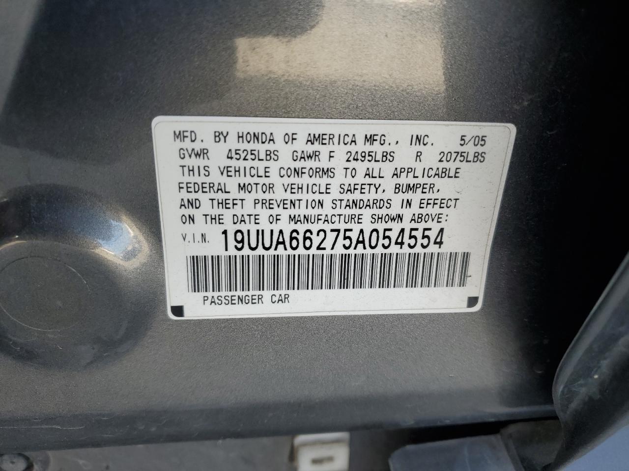 19UUA66275A054554 2005 Acura Tl