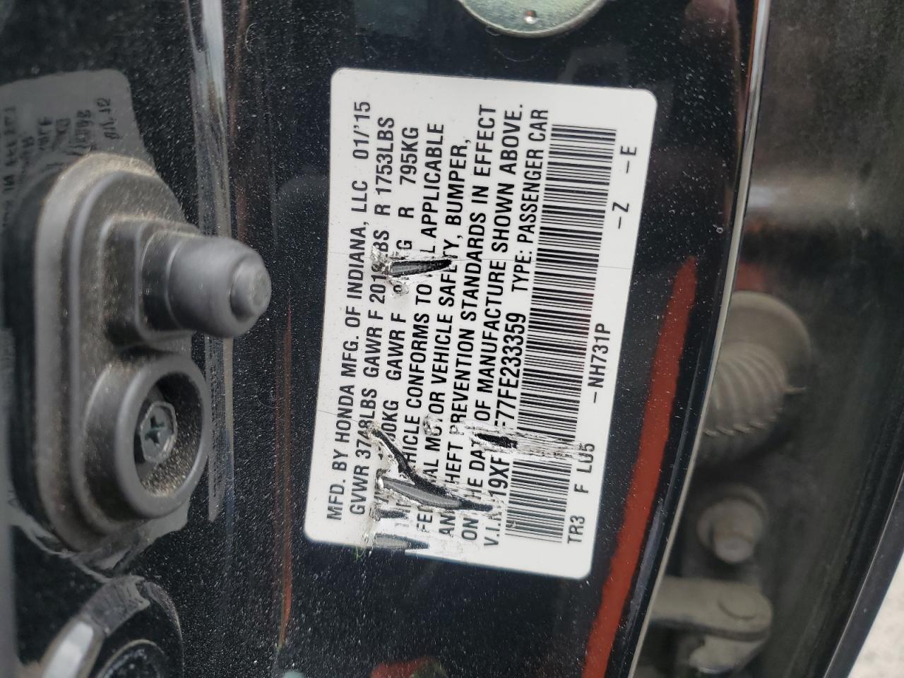 19XFB2F77FE233359 2015 Honda Civic Se