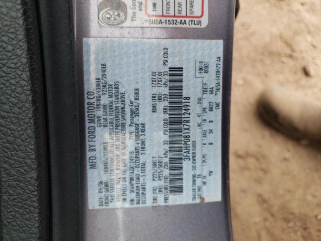 2007 Ford Fusion Sel VIN: 3FAHP081X7R124918 Lot: 52202354