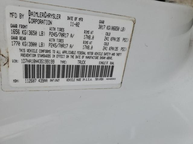 2003 Dodge Ram 1500 St VIN: 1D7HA18N43S199199 Lot: 51263864