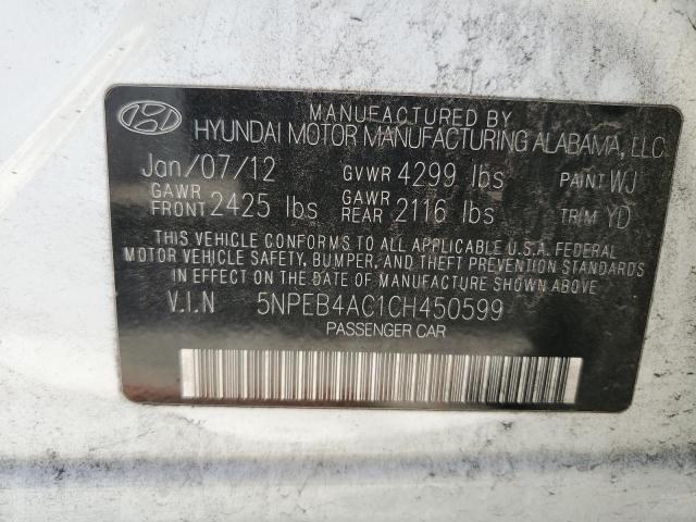 Lot #2501424258 2012 HYUNDAI SONATA GLS salvage car
