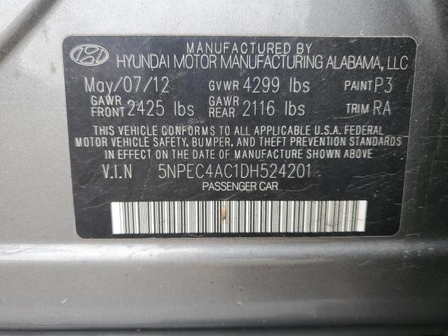 2013 Hyundai Sonata Se VIN: 5NPEC4AC1DH524201 Lot: 51084494