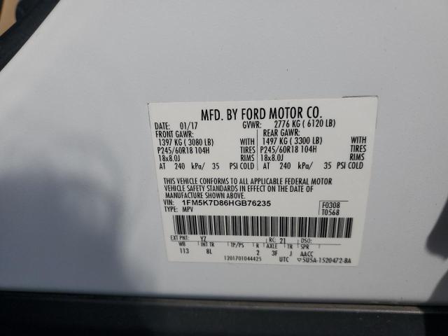 2017 FORD EXPLORER X - 1FM5K7D86HGB76235