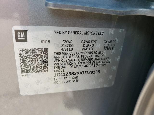 2019 Chevrolet Impala Lt VIN: 1G11Z5S3XKU128135 Lot: 50854624