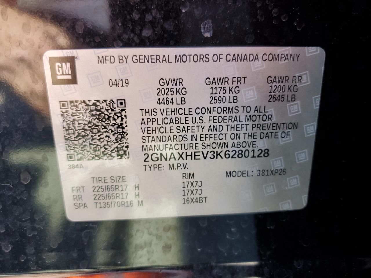 2GNAXHEV3K6280128 2019 Chevrolet Equinox Ls