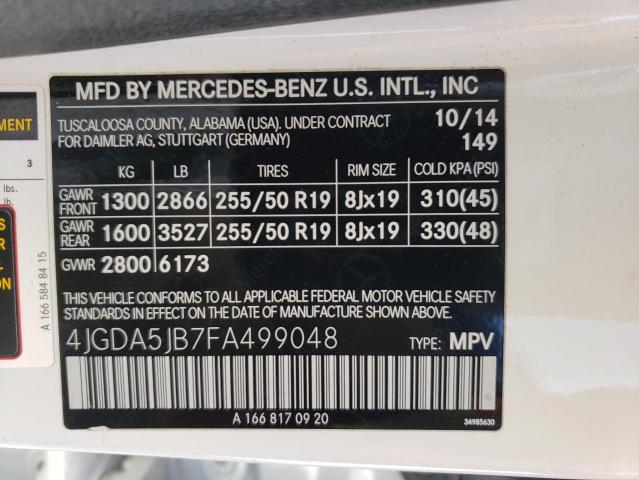 VIN 4JGDA5JB7FA499048 2015 Mercedes-Benz ML-Class, 350 no.12