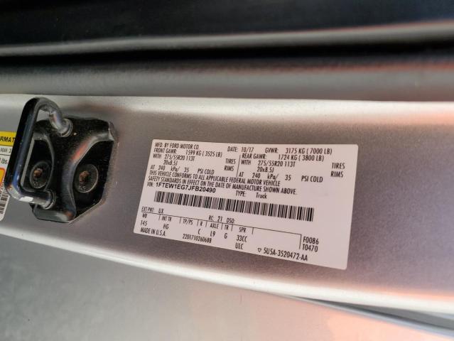 2018 Ford F150 Supercrew VIN: 1FTEW1EG7JFB20490 Lot: 52122164