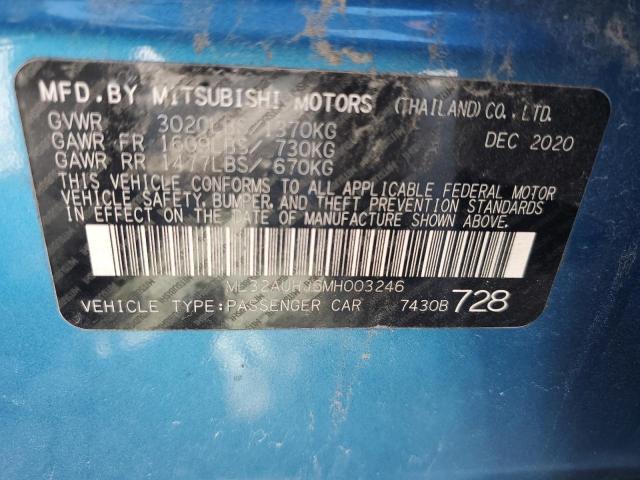 2021 Mitsubishi Mirage Es VIN: ML32AUHJ6MH003246 Lot: 51527324