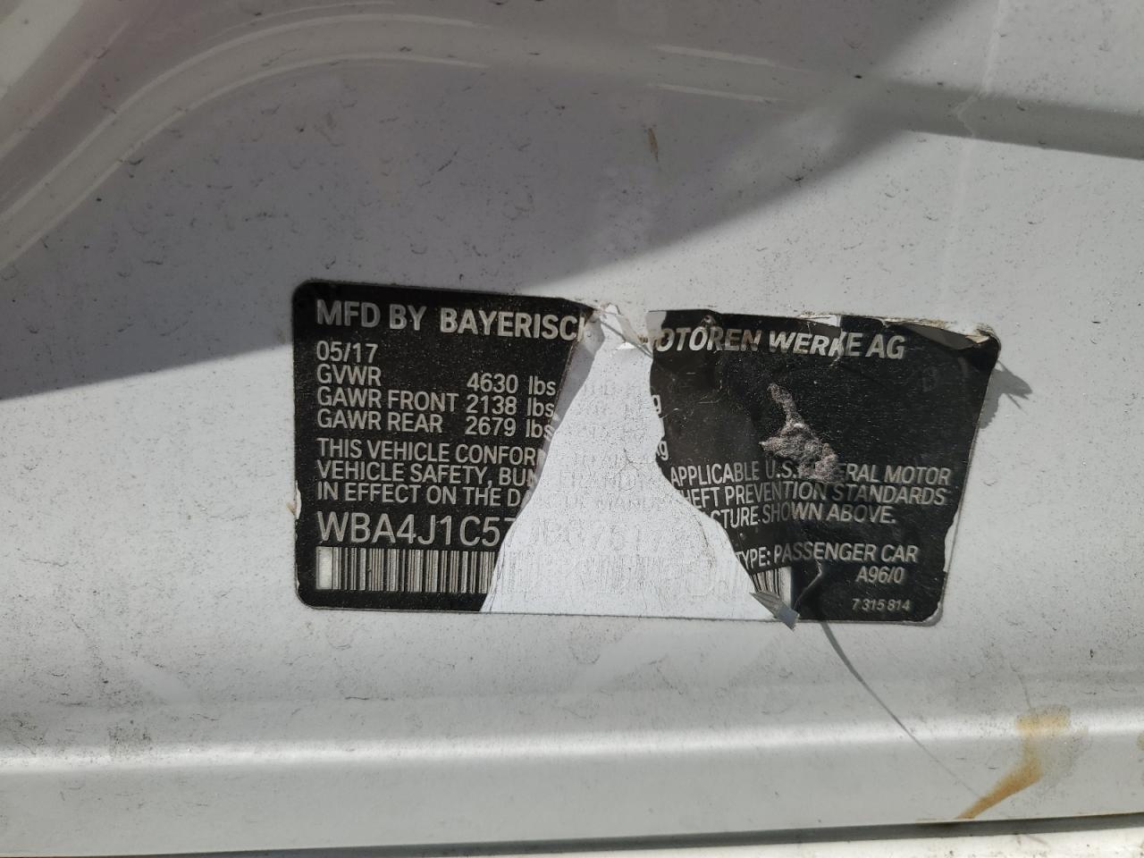 WBA4J1C57JBG76172 2018 BMW 430I Gran Coupe