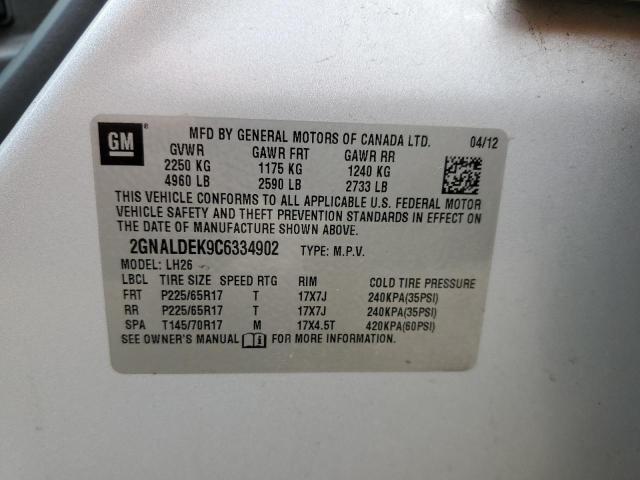 2012 Chevrolet Equinox Lt VIN: 2GNALDEK9C6334902 Lot: 50118684