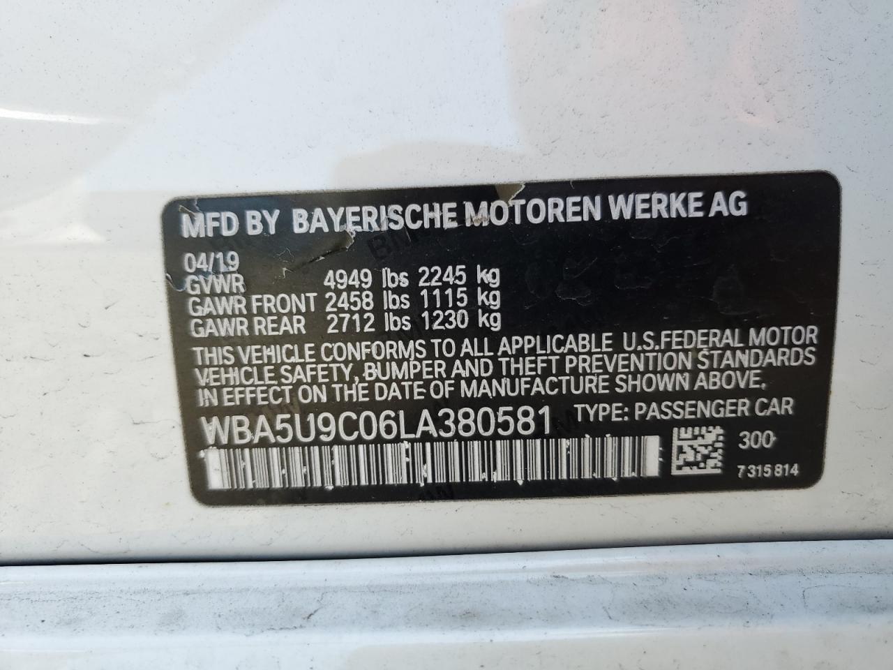 WBA5U9C06LA380581 2020 BMW M340Xi