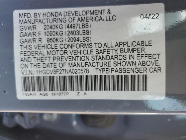 2022 Honda Accord Hybrid Sport VIN: 1HGCV3F27NA020578 Lot: 52513144