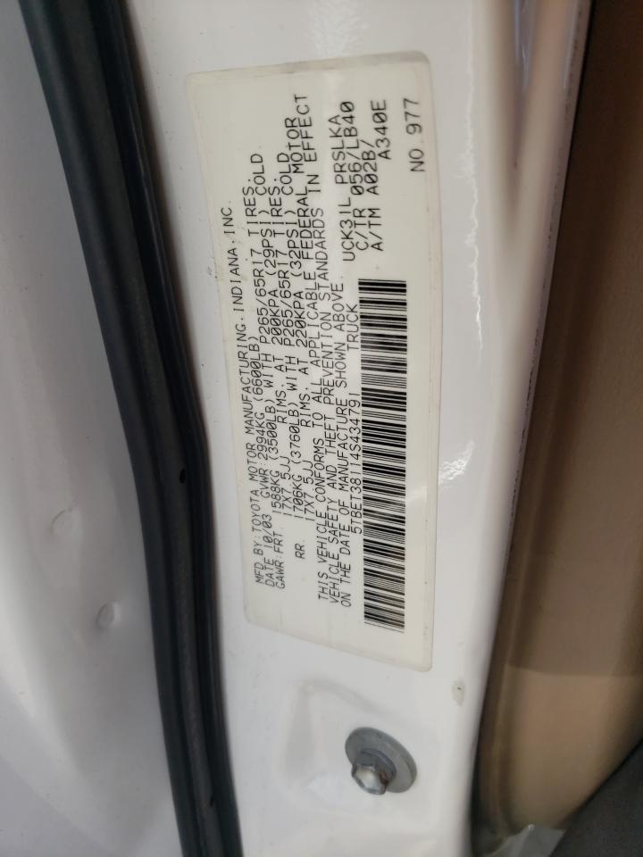 5TBET38114S434791 2004 Toyota Tundra Double Cab Limited