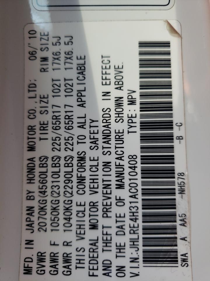 JHLRE4H31AC010408 2010 Honda Cr-V Lx