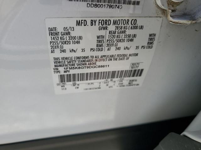 2013 Ford Explorer Sport VIN: 1FM5K8GT9DGC88611 Lot: 51787624