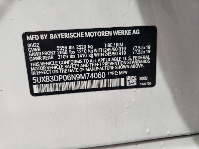 2022 BMW X3 M40I 5UX83DP06N9M74060