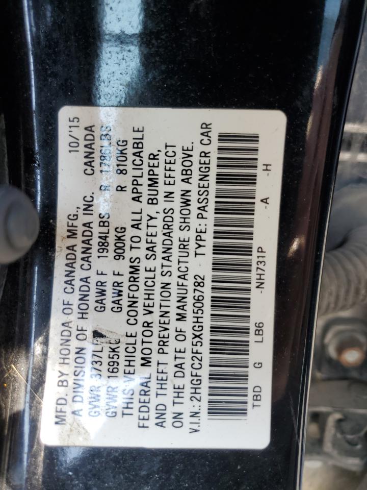 2HGFC2F5XGH506782 2016 Honda Civic Lx