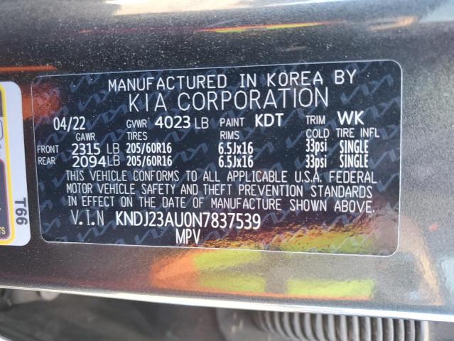 KNDJ23AU0N7837539 Kia Soul LX 12