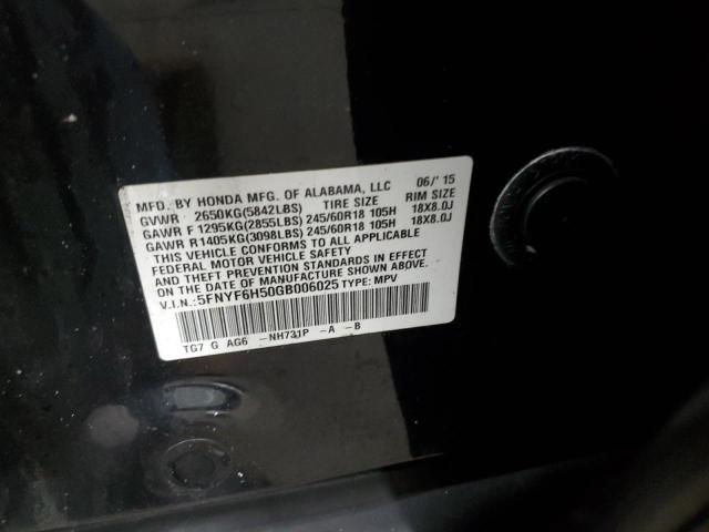 2016 Honda Pilot Exl VIN: 5FNYF6H50GB006025 Lot: 49641164