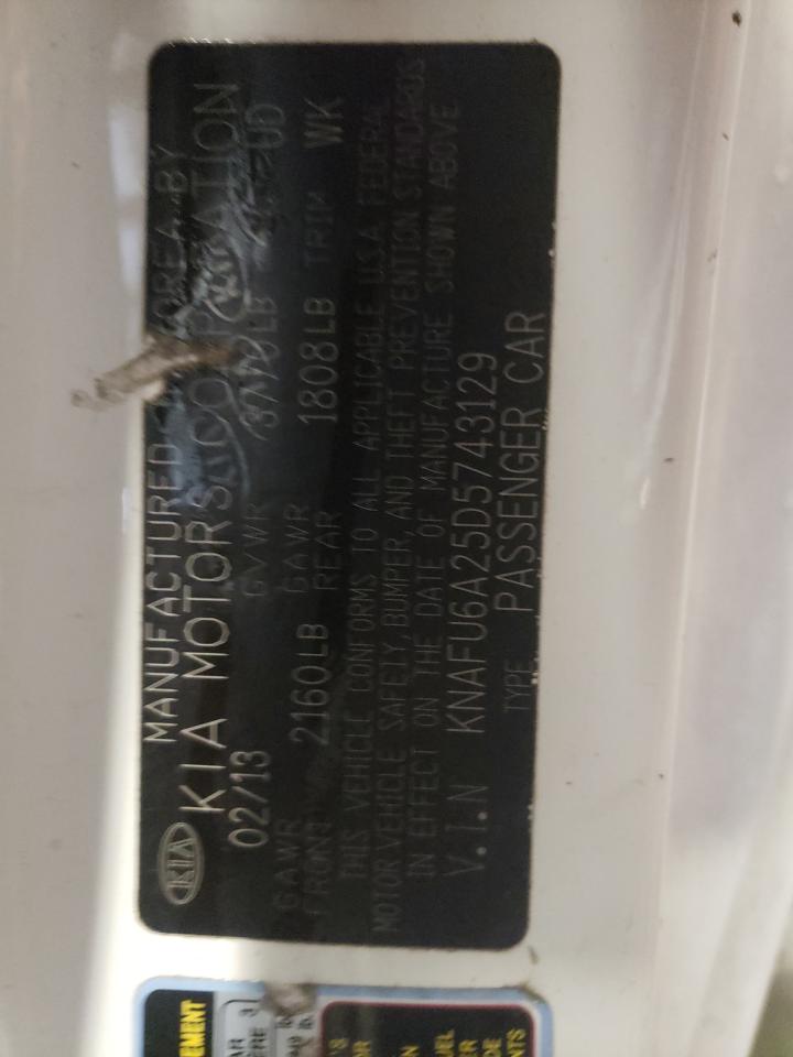 KNAFU6A25D5743129 2013 Kia Forte Ex