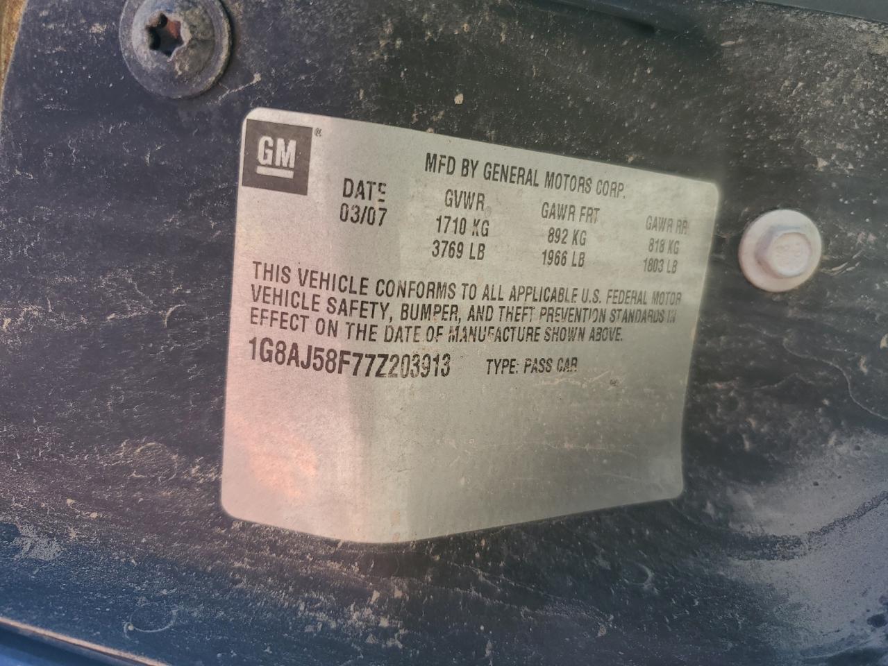 1G8AJ58F77Z203913 2007 Saturn Ion Level 2