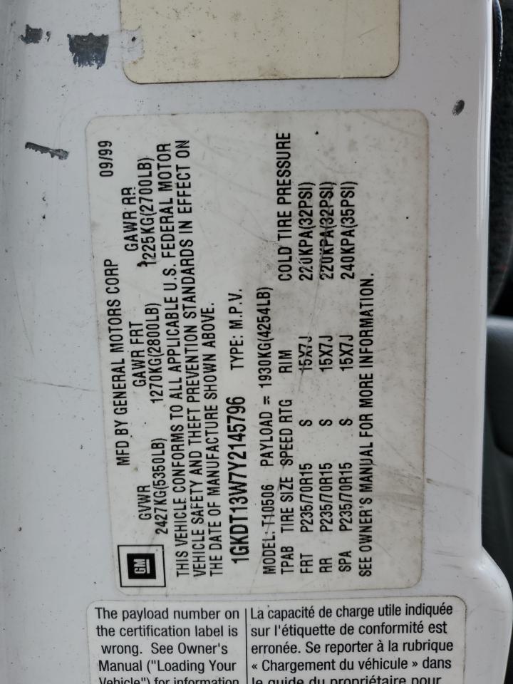 1GKDT13W7Y2145796 2000 GMC Jimmy / Envoy