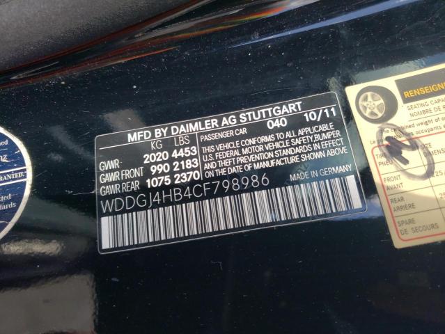 2012 Mercedes-Benz C 250 VIN: WDDGJ4HB4CF798986 Lot: 50707644