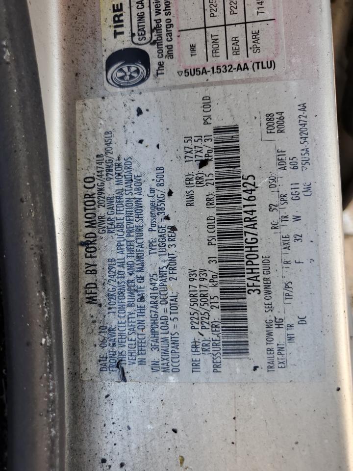 3FAHP0HG7AR416425 2010 Ford Fusion Se