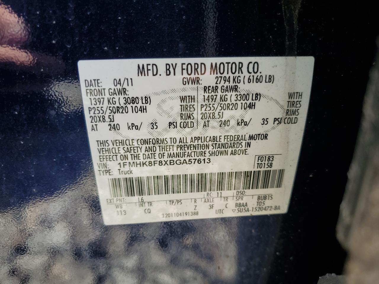 1FMHK8F8XBGA57613 2011 Ford Explorer Limited