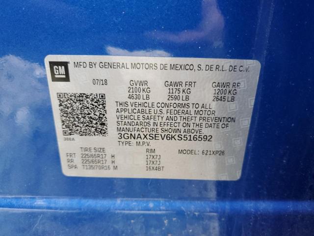 2019 Chevrolet Equinox Ls VIN: 3GNAXSEV6KS516592 Lot: 52451234