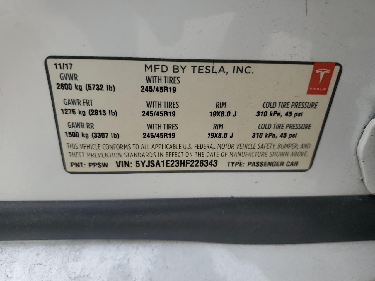 5YJSA1E23HF226343 2017 Tesla Model S