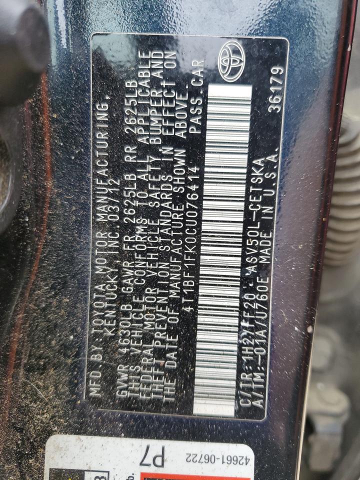 4T1BF1FK0CU076414 2012 Toyota Camry Base