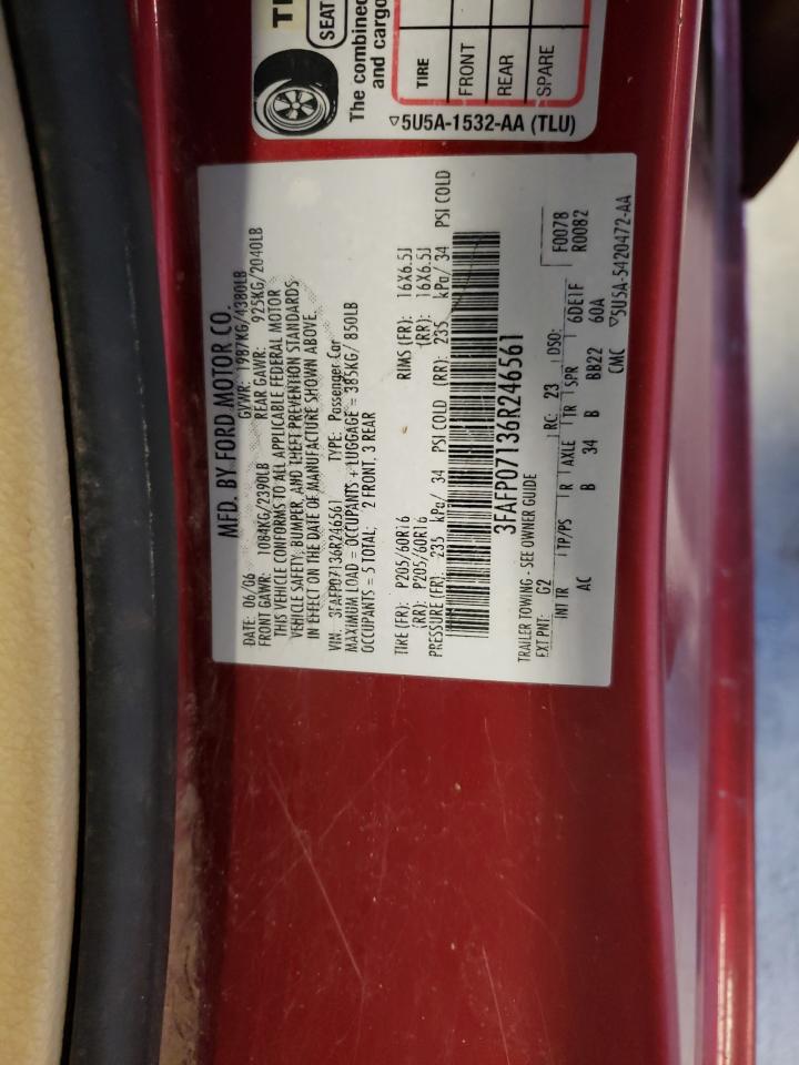 3FAFP07136R246561 2006 Ford Fusion Se