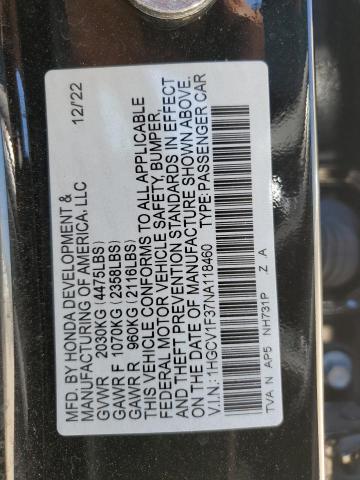 2022 Honda Accord Sport VIN: 1HGCV1F37NA118460 Lot: 45419974