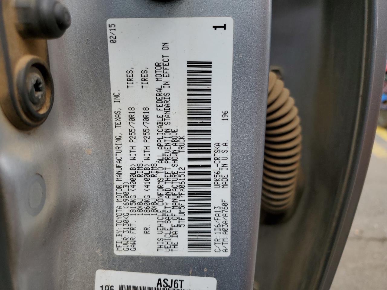 5TFUM5F17FX061512 2015 Toyota Tundra Double Cab Sr/Sr5