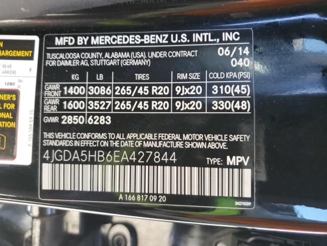 VIN 4JGDA5HB6EA427844 2014 Mercedes-Benz ML-Class, ... no.14