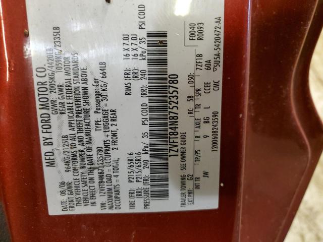 2007 Ford Mustang VIN: 1ZVFT84N875235780 Lot: 50611184