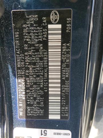 2020 Toyota Camry Le VIN: 4T1C11AK4LU968367 Lot: 49218004