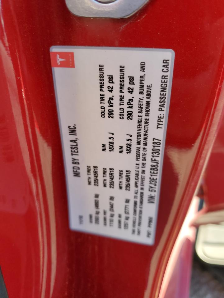 5YJ3E1EB8JF130187 2018 Tesla Model 3