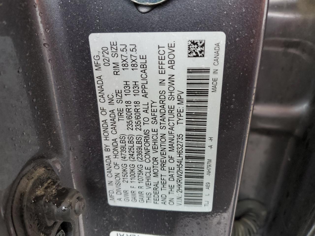 2HKRW2H54LH632735 2020 Honda Cr-V Ex
