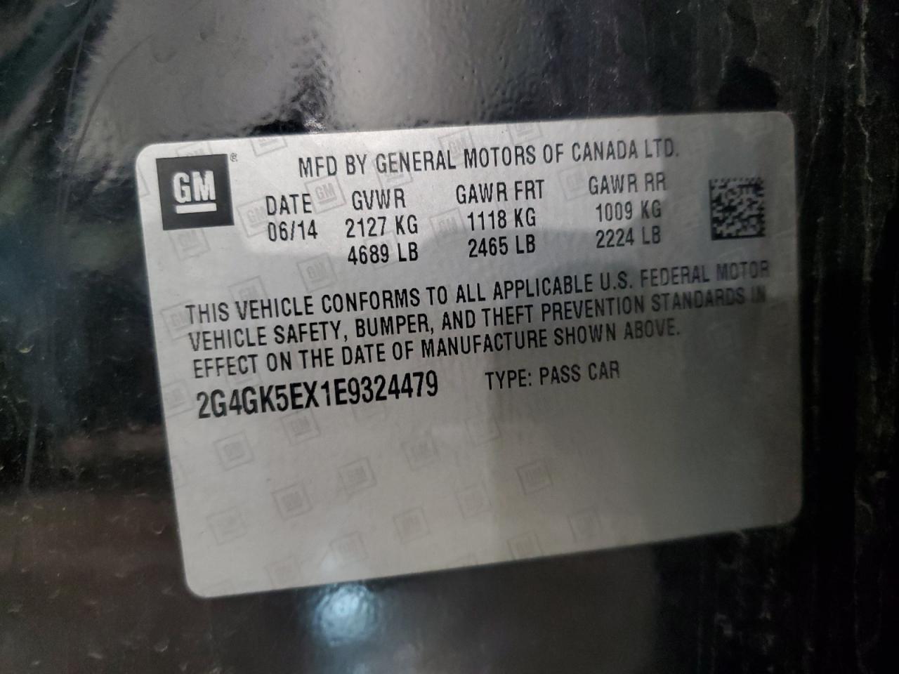 2G4GK5EX1E9324479 2014 Buick Regal