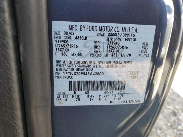 2004 Ford F250 Super Duty VIN: 1FTNX20P54EA42800 Lot: 52882904