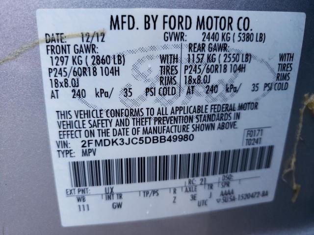 2013 Ford Edge Sel VIN: 2FMDK3JC5DBB49980 Lot: 50868274