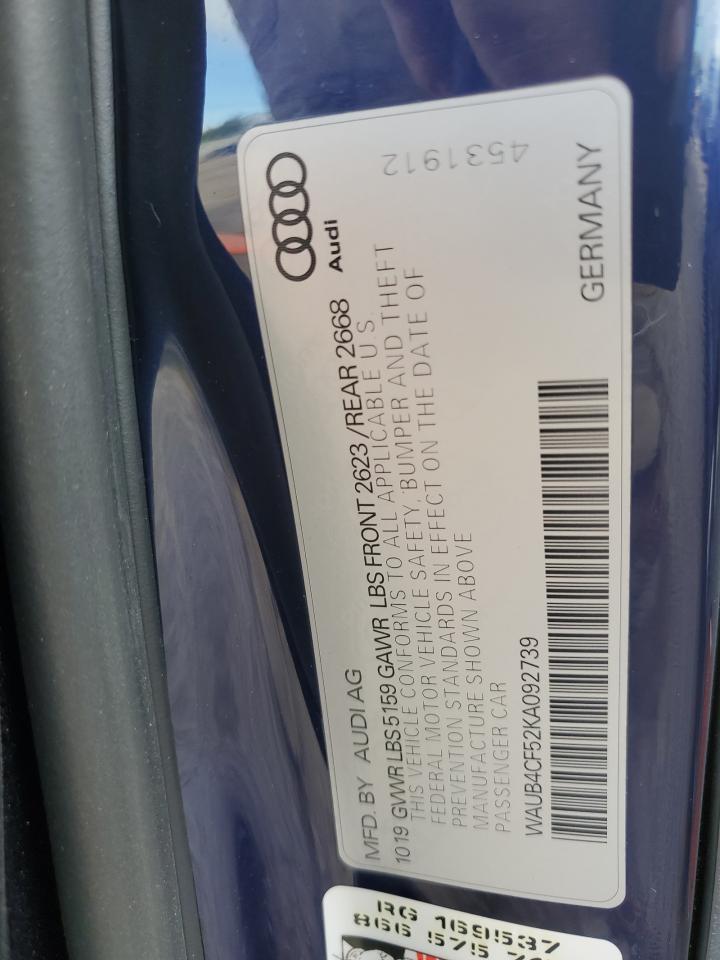 WAUB4CF52KA092739 2019 Audi S5 Premium Plus