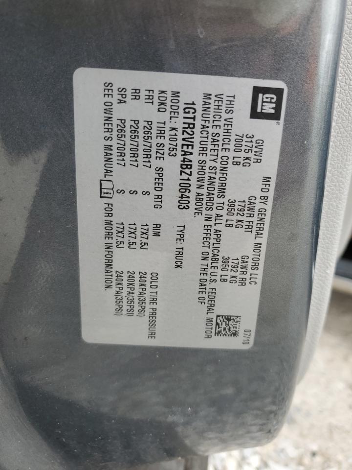 1GTR2VEA4BZ106403 2011 GMC Sierra K1500 Sle